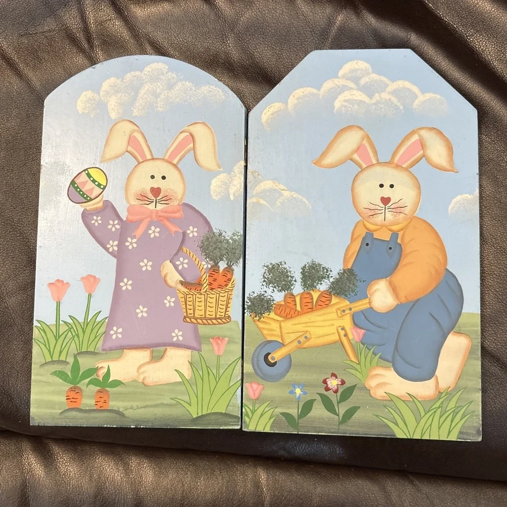 Wooden Easter Foldable Decor  Easter Bunny‎ Garden Carrots